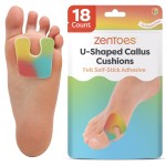 ZenToes Callus Pads | U-Shaped Design Moleskin Blister Pads | Self-Stick Adhesive Felt All Day Comfort Cushions for Calluses and Corns | Reduce Pressure and Friction | 18 Count (ZenRainbow)