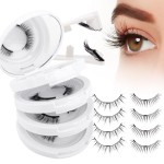 4-Pairs Reusable Magnetic Eyelashes with Applicator: Wendy Fake Magnetic Lashes Natural Look, 079+B01