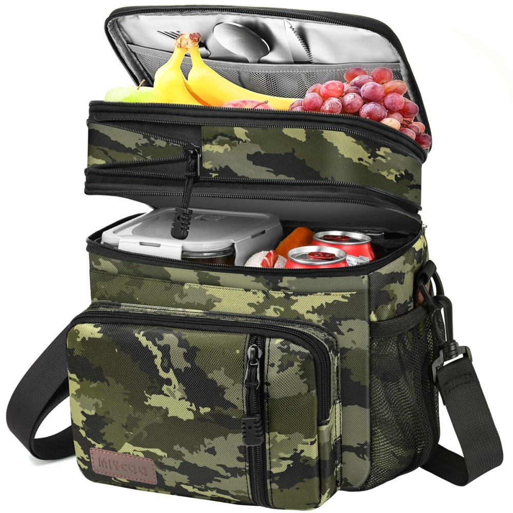 MIYCOO Lunch Bag & Lunch Box for Men Women, Double Deck Leakproof Insulated Soft Large Adult Camping Cooler bag for Work, Beach, Picnic, Travel (Camouflage, 15L)