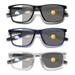 Hubeye Photochromic Reading Glasses for Men and Women TR90 Sport Reader Anti Glare UV Ray Filter Matte black+Matte blue+Transparent+1.0
