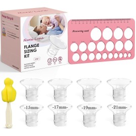 Nursi Luna Flange Sizing Kit 3 in 1 with 8PCS Flange Inserts 15/17/19/21mm, Silicone Flanges Insert Kit for 24mm Flange/Shield, Pumping Essentials Kit for Moms