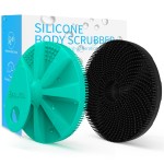 BEAUTAIL Silicone Body Scrubber 2 Pack, Gentle Bristles Shower Bath Brush, Lather Nicely, Soft Massage Body, More Hygienic Than Loofah, Gentle Exfoliating for Sensitive Skin, Green+Black