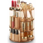 Masirs 360 Rotating Makeup Organizer - Adjustable Shelf Height and Fully Rotatable - The Perfect Round Spinning Cosmetic Organizer for Bedroom Dresser or Vanity Countertop Storage (Brown)