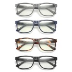 JAWSOCK Reading Glasses for Women Men, 0.0 to 4.0 Strength, Lightweight Blue Light Blocking Readers with Spring Hinges (4-Pack) -Anti Eyestrain/UV Ray Eyeglasses/Trendy Classic/Fashion Frame(1.50x)