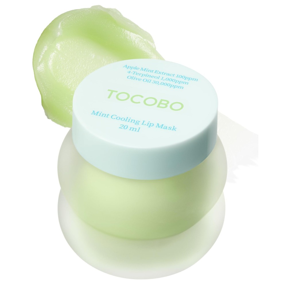 TOCOBO Mint Cooling Lip Mask - Korean Overnight Lip Treatment with Apple Mint, Tea Tree & Olive Oil - Soothing, Hydrating, Refreshing Balm - Soft Melting Texture, Fresh Herb Scent, 0.5 oz.