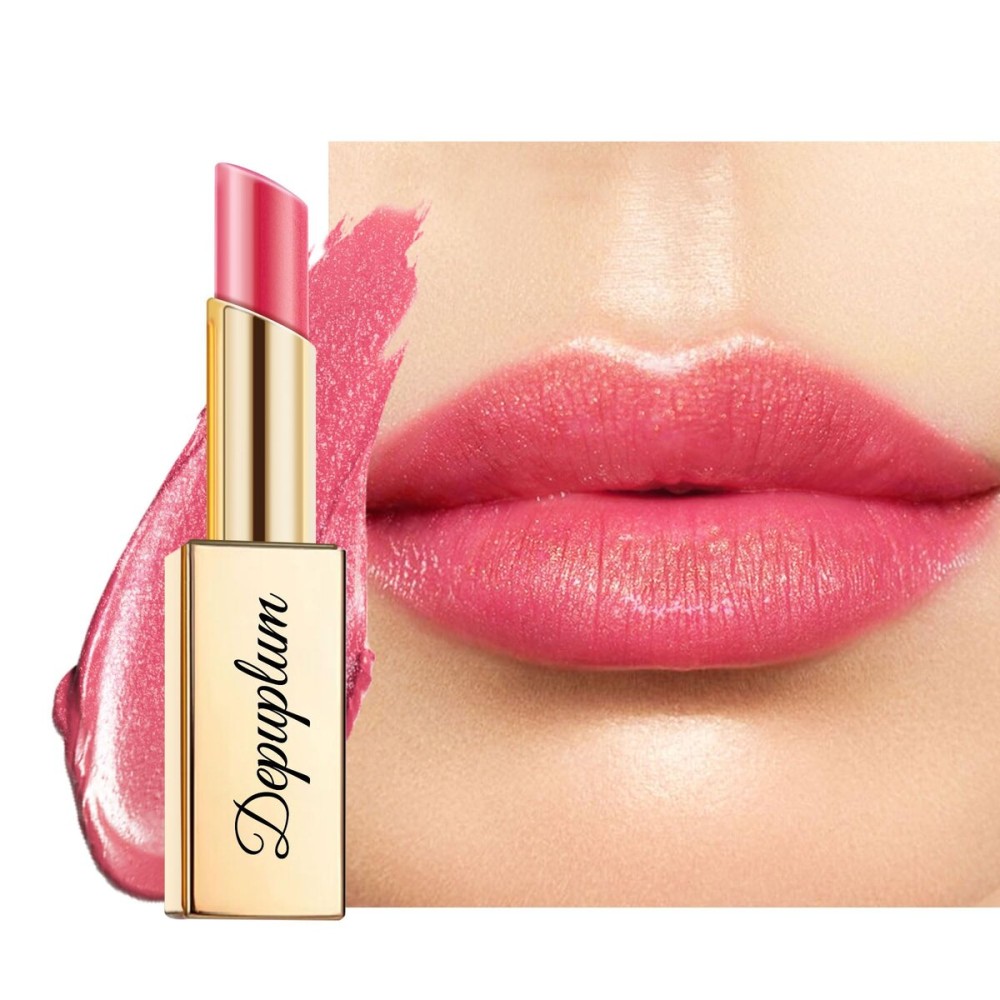 Depuplum Red Pink Lipstick Moisturizing for Women Shimmer Tinted Lip Balm Hydrate Nourish Lip Gloss Cruelty Free Lip Makeup, ZG115 Shine