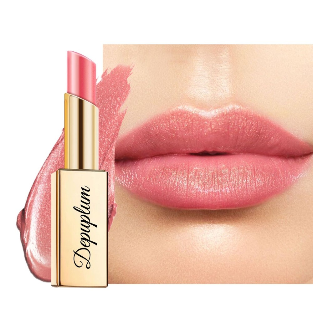 Depuplum Nude Pink Lipstick Moisturizing for Women Shimmer Tinted Lip Balm Hydrate Nourish Lip Gloss Cruelty Free Lip Makeup, ZG114 New Moon