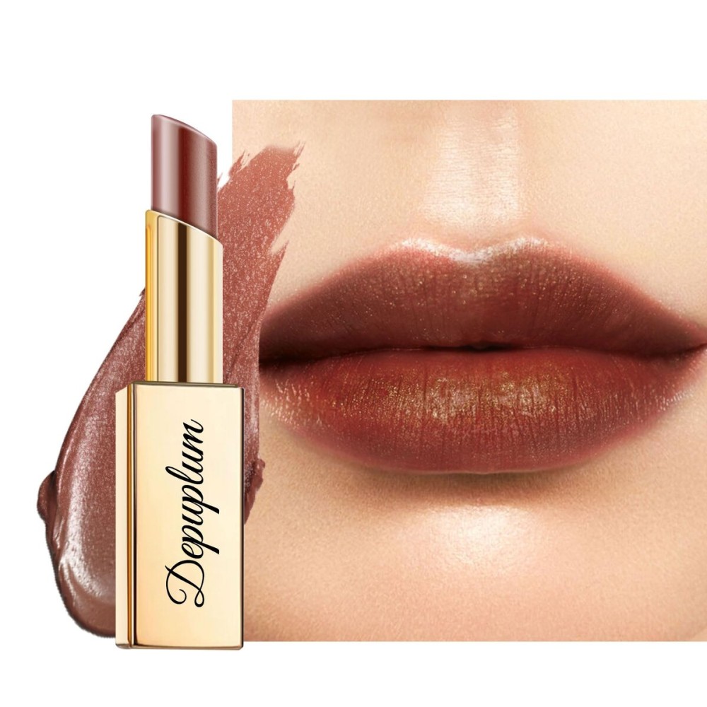 Depuplum Brown Lipstick Moisturizing for Women Shimmer Tinted Lip Balm Hydrate Nourish Chocolate Lip Gloss Cruelty Free Lip Makeup, ZG117 Dark Era