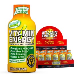 Vitamin Energy Immune+ Extra Strength Energy Shot Mango 10 Pack, 260mg Natural Caffeine, B-Vitamins, Citicoline, Green Tea, Immunity & Focus Support, Zero Sugar, Gluten-Free 1.93 fl oz