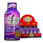 Vitamin Energy Focus+ Extra Strength Energy Shot Berry 10 Pack, 260mg Natural Caffeine, B-Vitamins, CoQ10, Amino Acids, Focus, Productivity & Clarity, Zero Sugar, Gluten-Free, 1.93 fl oz