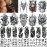 Aresvns 3D Half Sleeve Black Temporary Tattoos, Lion Wolf Skull Military Totem Fake Tattoo, Christmas tattoo stickers for Men Women,Cosplay BBQ Beach Pool party go Hiking Camp accessories