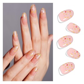DANNI & TONI Semi Cured Gel Nail Strips Confetti (Dreamscape) Glitter Gel Nail Wraps Nude Base Gift for Woman