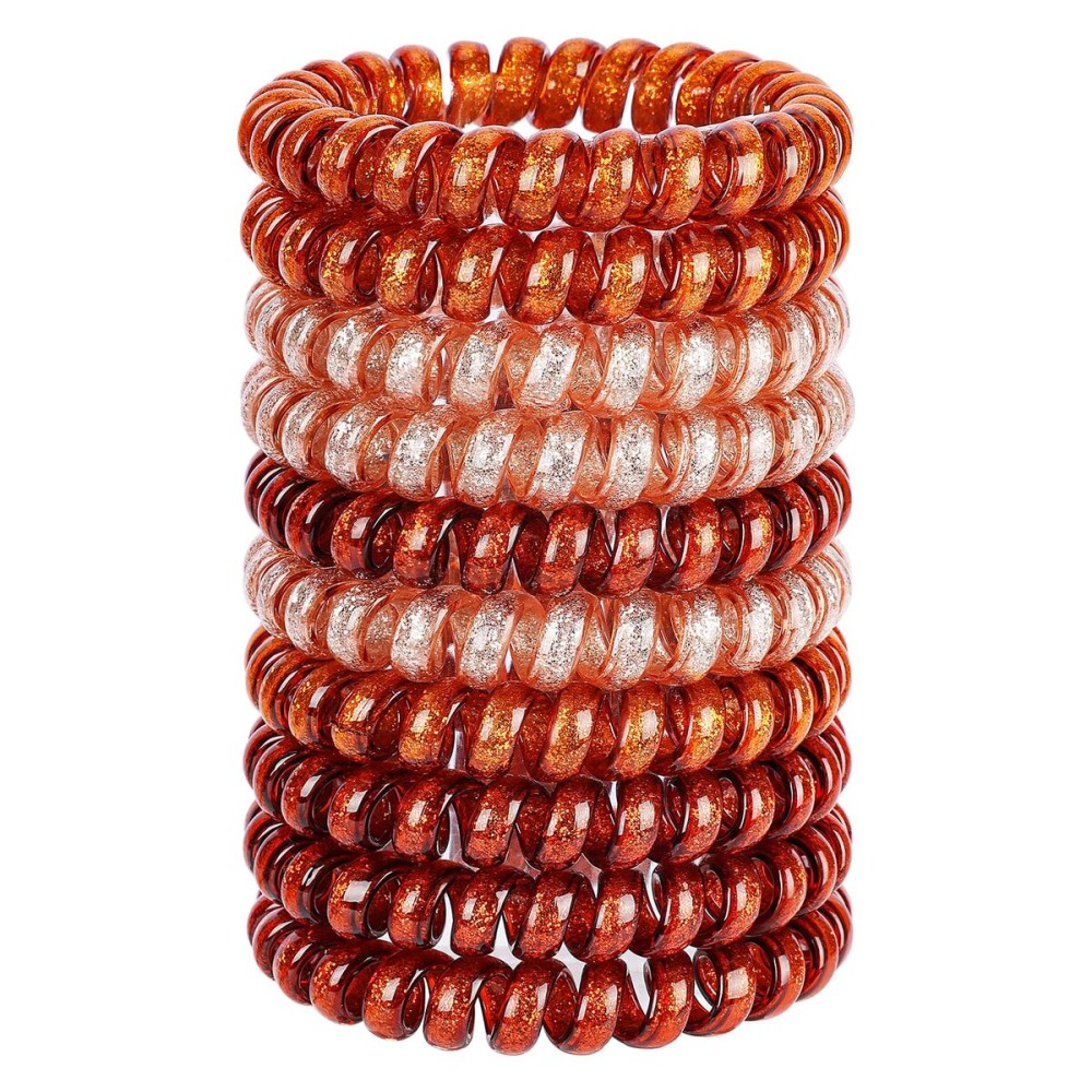 JessLab Spiral Hair Ties for Women, 10-Pack Traceless No-Damage Ponytail Holders, Coils Hair Bands for Girls, Assorted Colors