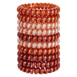JessLab Spiral Hair Ties for Women, 10-Pack Traceless No-Damage Ponytail Holders, Coils Hair Bands for Girls, Assorted Colors