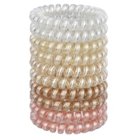 JessLab Spiral Hair Ties for Women, 10-Pack Traceless No-Damage Ponytail Holders, Coils Hair Bands for Girls, Assorted Colors