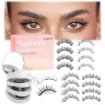 FADLASH Magnetic Eyelashes with Applicator Reusable Magnetic Lashes Natural Look 4 Pairs with Clamp No Glue Needed False Eyelashes Kit Easy to Wear (KS01+B1+MC+K8)