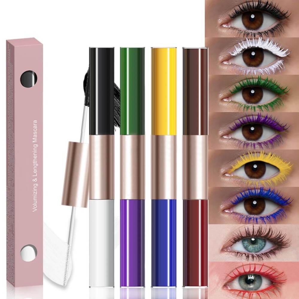 BINGBRUSH Colored Mascara-Smudge-Proof, Long-Lasting, Volumizing & Lengthening,Vibrant,Waterproof Eye Makeup for Party & Daily Looks (01&02&03&04, 1 Count (Pack of 1))