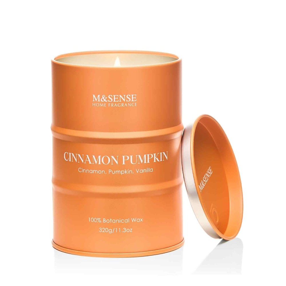 M&SENSE Cinnamon Pumpkin Scented Candles Christmas Decor,Natural Non Toxic, Aromatherapy Candle for Stress Relief Meditation Relaxing, Housewarming Gifts for Women Men, 11.3oz 70 Hour Christmas Candle