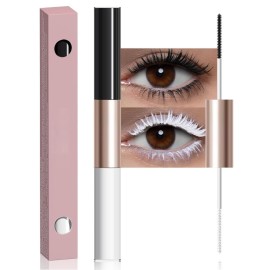 BINGBRUSH Dual-Ended Colored Mascara Smudge-Proof, Long-Lasting, Volumizing & Lengthening White Mascara Vibrant,Waterproof Eye Makeup (01-Black & White)