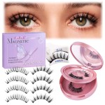 FADLASH Magnetic Eyelashes with Applicator Reusable Magnetic Lashes Natural Look 2 Pairs with Clamp No Glue Needed False Eyelashes Kit Easy to Wear (806+B7)