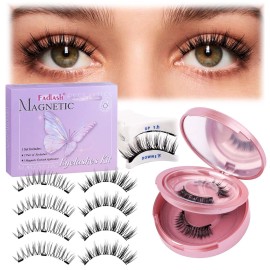FADLASH Magnetic Eyelashes with Applicator Reusable Magnetic Lashes Natural Look 2 Pairs with Clamp No Glue Needed False Eyelashes Kit Easy to Wear (806+B7)