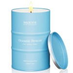 M&SENSE Oceanic Breeze Scented Candles Summer Soy Candle, Beach Candles Scented for Stress Relief Meditation Relaxing, Housewarming Gifts for Women Men, 11.3oz 70 Hour Long Burning