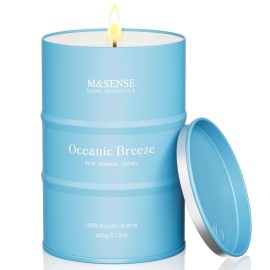 M&SENSE Oceanic Breeze Scented Candles Summer Soy Candle, Beach Candles Scented for Stress Relief Meditation Relaxing, Housewarming Gifts for Women Men, 11.3oz 70 Hour Long Burning