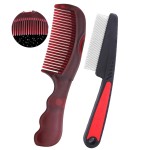 Dandruff Comb Fine Tooth Scalp Detox Comb Lice for Women, Men & Kids Stainless Steel Scalp Detoxing, Sweep & Massage Hair Brush Tool for Hair Care (Black+Red)