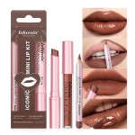BestLand 3PCS Lip Liner and Lipstick Combo Set - Matte Lip Liner Pencil, Velvet Matte Lipstick & Hydrating Collagen Lip Gloss - Long-Lasting, Smudge-Proof, Nude Brown Lip Makeup Kit (4 Nude Brown)