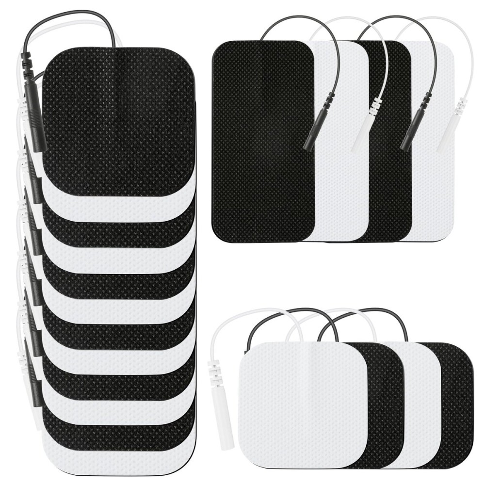 TENS Unit Reusable Electrode Pads for EMS Muscle Stimulator Massager, Self-Adhesive Latex-Free TENS Pads with Upgraded Self-Stick Performance for Electrotherapy, 10 Pairs 3 Sizes 2.0mm Pin