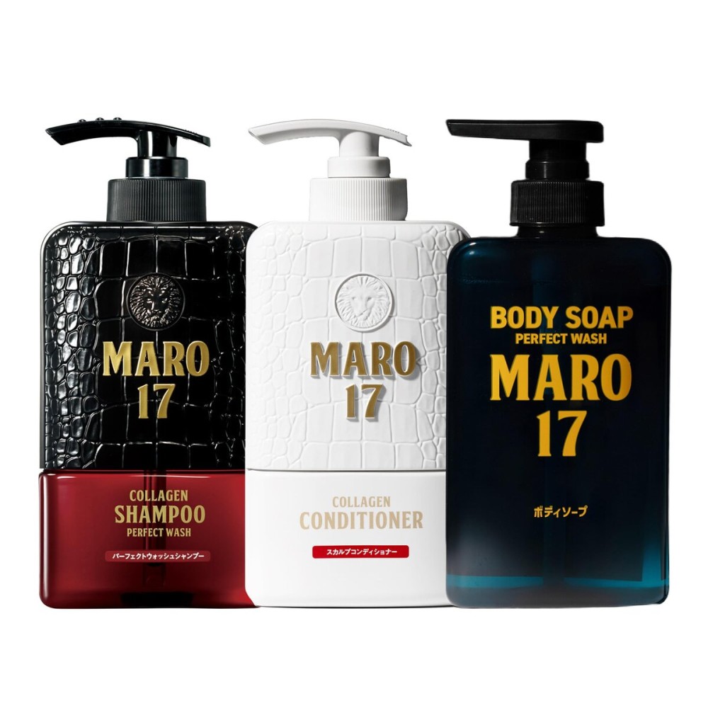 MARO17 Collagen Starter Set (Collagen Shampoo Perfect Wash, Conditioner, & Body Soap) - Soap, Shampoo and Conditioner Set for Healthy Scalp & Youthful Skin - Cruelty-Free Hair Care for All Hair Types