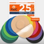Fixic Libre 3 Sensor Covers - 25 Pack - Freestyle Adhesive Patches for Libre 3 & Plus Sensors - No Glue in The Center - Pre-Cut Back Paper - The Best Fixation for Your Sensor! (Upgraded, Multi-Color)