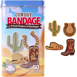 BioSwiss Bandages, Cowboy Shaped Self Adhesive Bandage Set, Latex Free, Sterile Wound Care, 50 Count