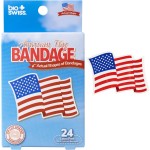 BioSwiss Bandages, American Flag Shaped Self Adhesive Bandage Set, Latex Free, Sterile Wound Cares, 24 Count