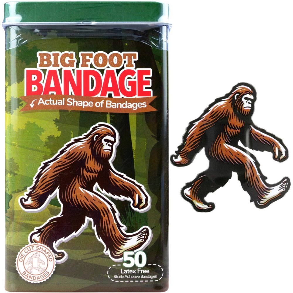BioSwiss Bandages, Bigfoot Shaped Self Adhesive Bandage Set, Latex Free, Sterile Wound Care, 50 Count