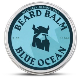 Striking Viking Beard Balm for Men - Leave in Beard Conditioner - Styling Balm Made with Naturally Derived Beard Butter, Argan & Jojoba Oils (2 Ounce (Pack of 1), Blue Ocean)