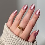 Glamnetic Press On Nails - Mertini | Short Almond Pink Cat Eye Fake Nails with Raised Gold Foil Accents, Salon Quality Summer Nails | 15 Sizes - 30 Nail Kit with Glue