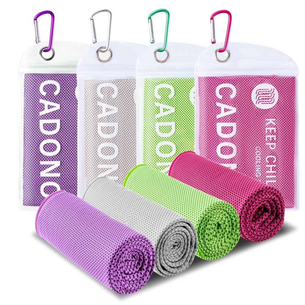 4 Pack Cooling Towel (40x12), Soft Breathable Chilly Towel, IceTowel, Microfiber Towels for Yoga, Sport, Running, Workout,Gym, Camping, Fitness, Workout & More Activities(Multicolor)