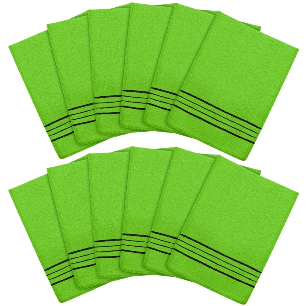 Tatuo 12 Pieces Korean Exfoliating Mitt Glove Italy Towel Body Skin Scrubber Exfoliating Scrubber for Remove Dead Skin Washcloth Korean (Small,Green)