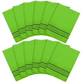 Tatuo 12 Pieces Korean Exfoliating Mitt Glove Italy Towel Body Skin Scrubber Exfoliating Scrubber for Remove Dead Skin Washcloth Korean (Small,Green)
