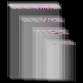 Geyoga 120 Pcs 4 Size Clear Plastic Cello Bag Resealable Self Adhesive Cellophane Bag for Candy Cookies Decorative Wrapper