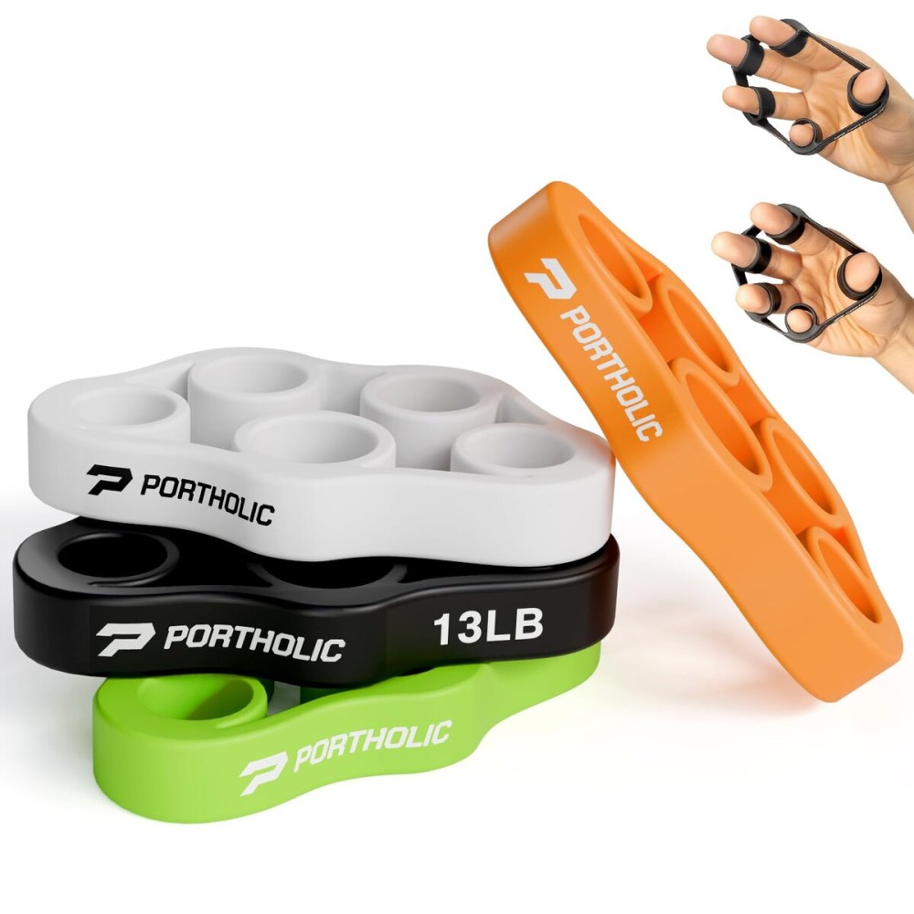 PORTHOLIC 4 Pack Hand Exerciser Grip Strengthener, Finger Stretcher Hand Grip Resistance Bands Hand Strengthener Hand Strengthening Forearm Exerciser for ArthritisColor