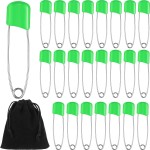 WILLBOND 50 Pieces Diaper Pins Safety 2.2 Inch Plastic Head Cloth Diaper Nappy Pins with Locking Closures Stainless Steel with Velvet Bag (Green)