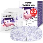 XPCARE 60 Pack Steam Eye Masks for Dry Eyes, Self Heated Steam Warm Eye Mask, Disposable Heated Eye Mask for Dark Circles, Puffy Eyes, Relief Stress Eye Fatigue (Unscented)