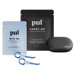 PUL Aligner Care Convenience Kit - Case + 2-in-1 Tool for Invisalign, Retainers, Partial Dentures, Mouth & Night Guards & More - Gray Case & 2-Pack of Blue Aligner Seating Chewie & Removal Tool