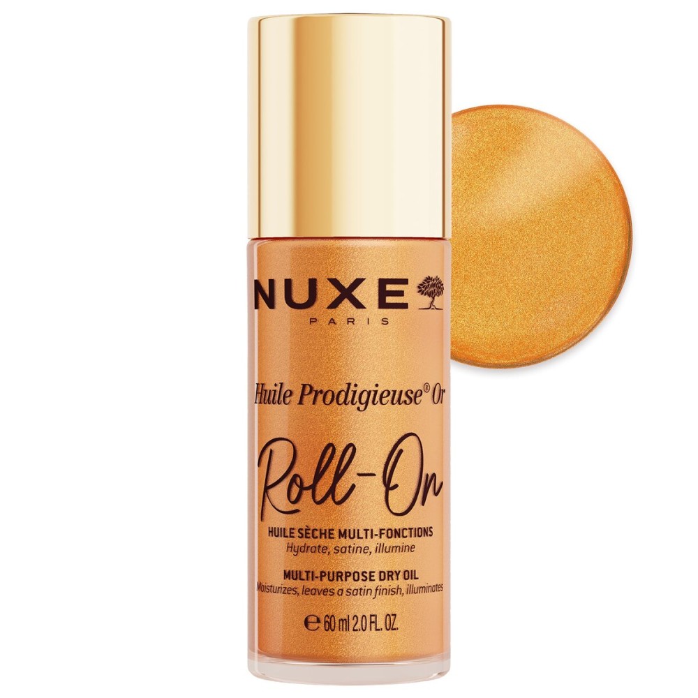 Nuxe Huile Prodigieuse Shimmer Dry Oil Roll-On With 7 Botanical Oils for Radiant Glow & Hydration for Face, Body & Hair, 2 Fl Oz