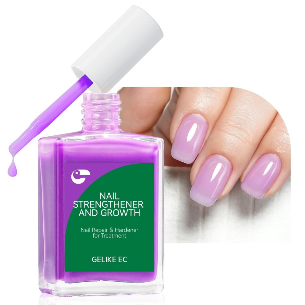 gelike ec Nail Growth Oil and Strengthener Polish: Lavender Haze 15ml 6 in 1 Natural Hardener - Long Lasting Nail Polish Hardener Extra Strong and Growth for Daily Work Home Salon
