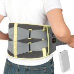 Comfytemp Cordless Heating Pad with Massager for Back Pain Relief, Portable Lower Back Massager, Birthday Gifts for Dad Mom Men Women, 3 Heat Auto-Off 58 Grey Yellow