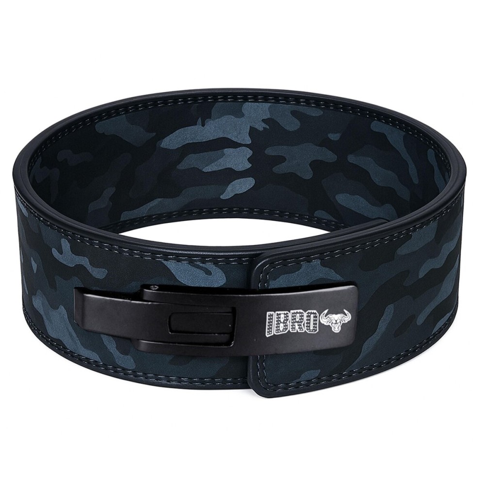 IBRO Powerlifting Lever Gym Belt - Power 10MM Extreme Heavy Duty Genuine Leather Belts - Squats Deadlifts Bodybuilding Weight Lifting IPF Power Lifting Strongman for Men 10mm Black Camo XL