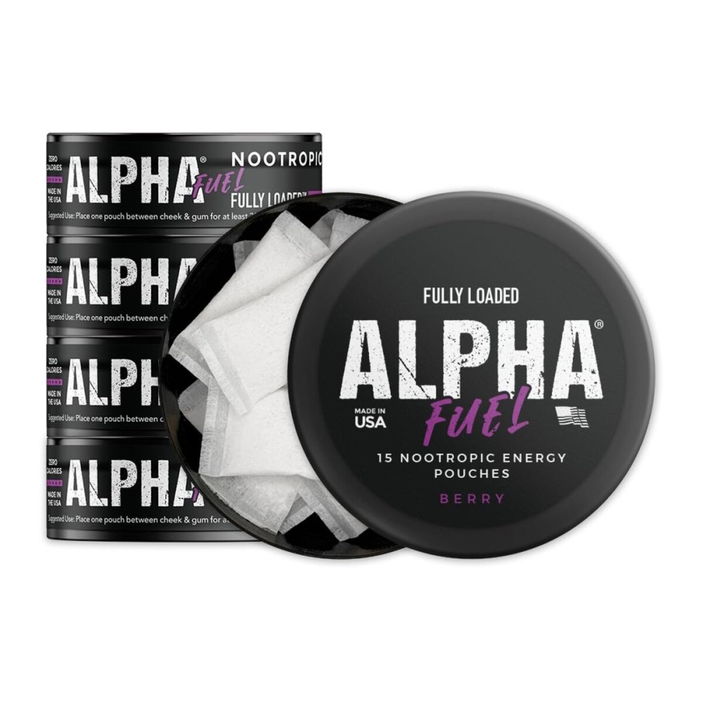 Fully Loaded Alpha Fuel Nootropic Pouches (Berry Fuel) - Nootropic Energy Pouches with Caffeine, Alpha GPC, Tyrosine, Taurine, Guarana and More
